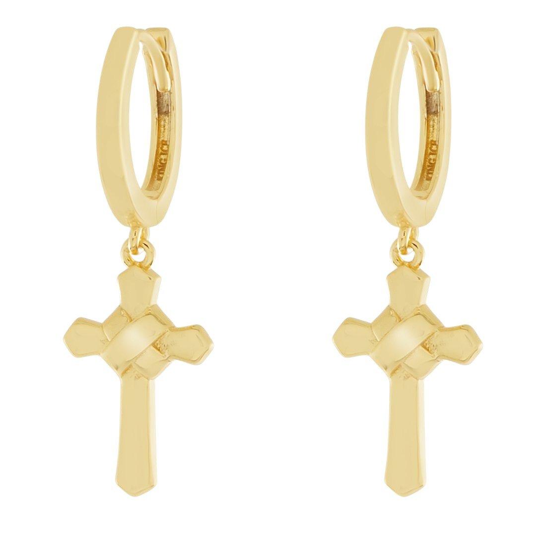 King Ice Wrapped Cross Earrings - GOLD